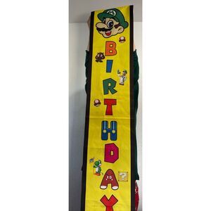 Super Mario Birthday Banner - HAPPY BIRTHDAY Outdoor Hanging Porch Sign